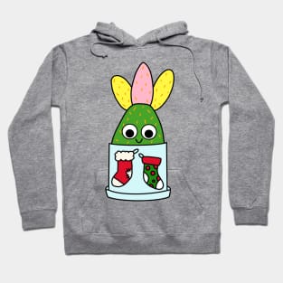 Cute Cactus Design #237: Hybrid Cactus In Christmas Themed Pot Hoodie